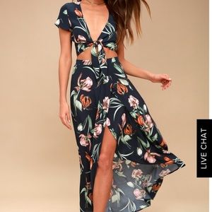 Lulu’s MAGDALENA NAVY FLORAL TWO-PIECE MAXI DRESS